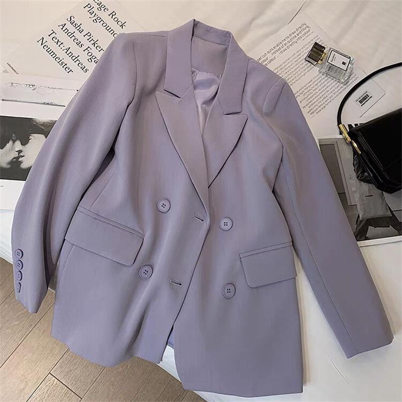 Casual Long Sleeve Blazer Suit Solid Color Jacket for Women Fashion Korean Business Formal Blazers Suits Green Black