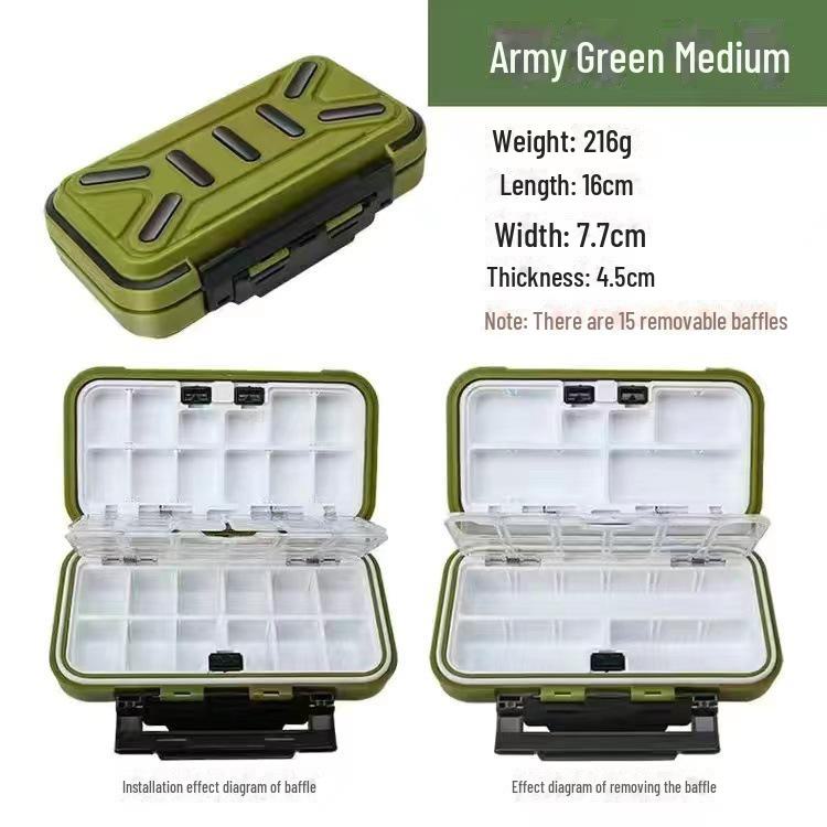 

Многофункциональный ящик для хранения рыболовных снастей: крючков, приманок, инструментов и украшений medium зелёный