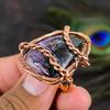 Natural Russian Charoite Gemstone Copper Wire Wrap Gift Ring Size 7.5 R4b61