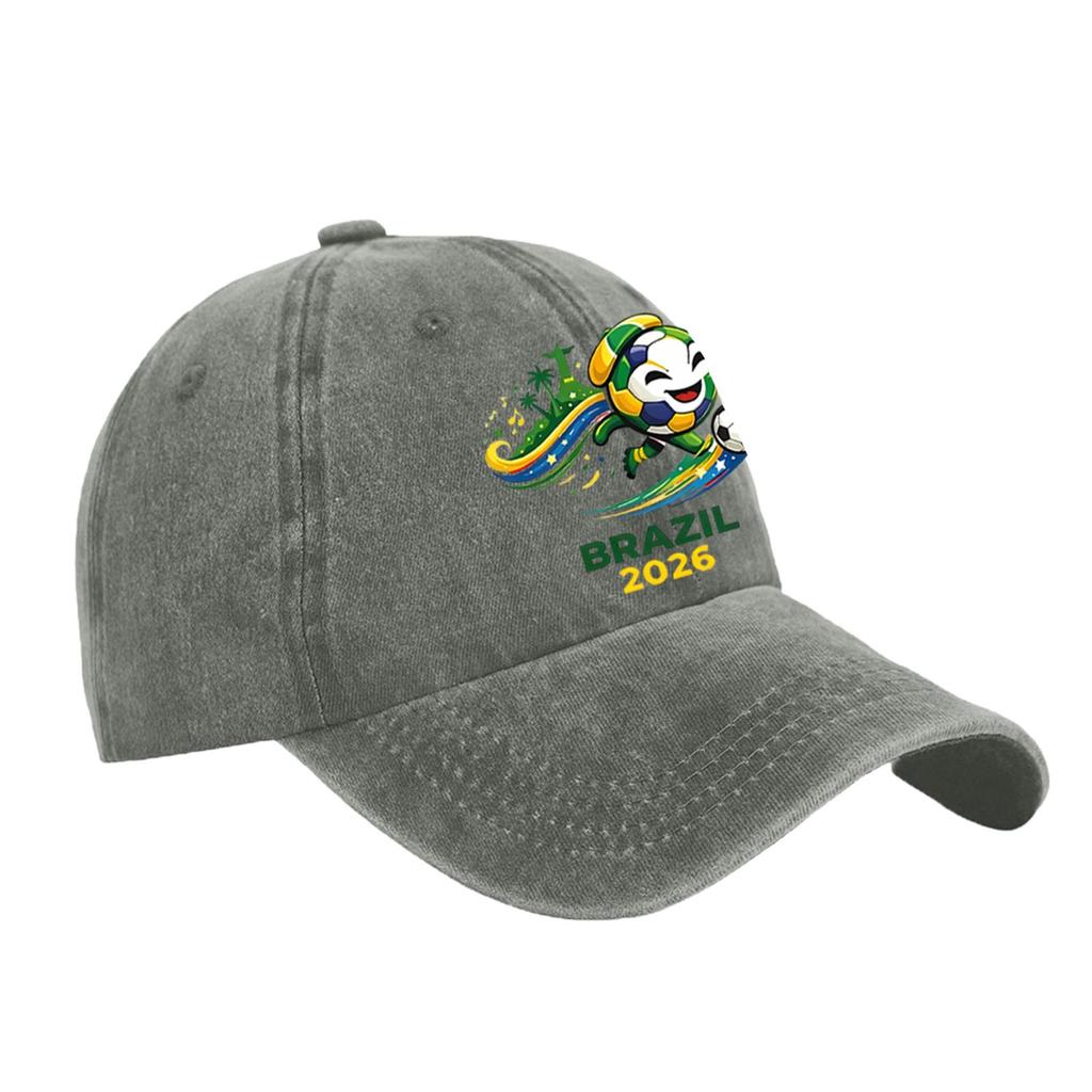 Unisex Vintage Washed Baseball Cap Soccer Fan Hat Embroidered Brazil 2026 Logo Adjustable Strap Back Supporter Headwear