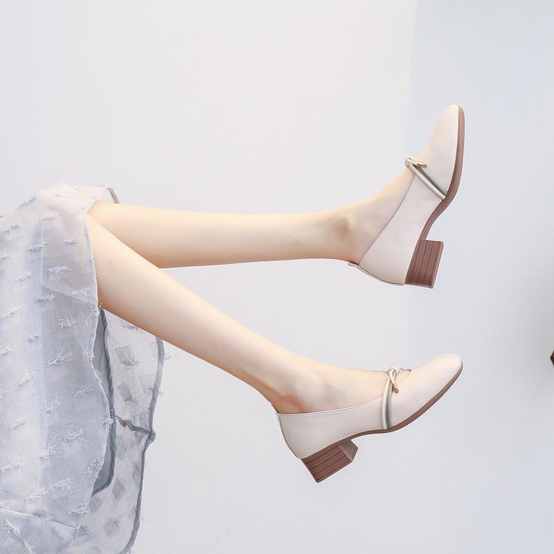 2025 Spring and Autumn New Medium Heel Early Autumn Autumn Shoes Late Evening Gentle Women's Shoes Mary Jane Grandma Shoes