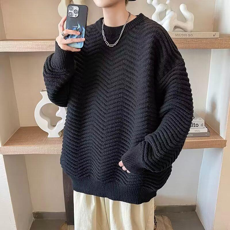 Anti-pilling Sweater Male and Female Neutral Autumn and Winter Japanese Lazy Trendy Brand Ruffian Handsome Loose Round Neck Knitted Sweater