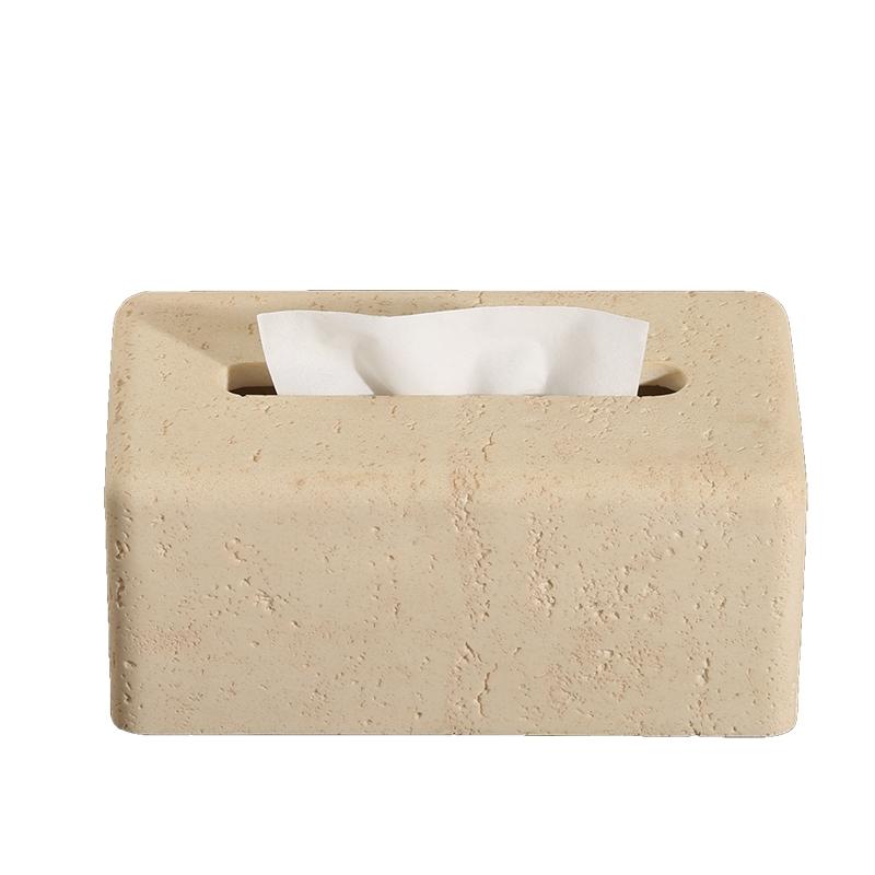 Wabi-sabi Wind Tunnel Stone Napkin Box Household Light Luxury Living Room Decoration Coffee Table Tissue Holder