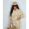 Women's Lapel Printed Gold Stamping Loose Casual Long Sleeve Plus Size Dress, Cross-border New Arrival