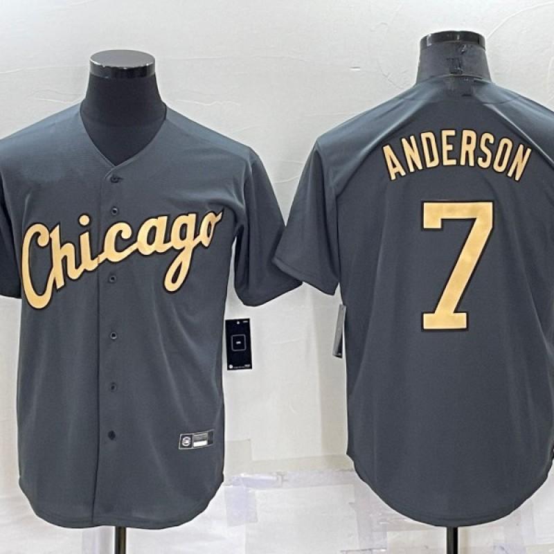 Unisex Chicago White Sox 7 Anderson Elite Fan Baseball Jersey Cotton Blend Embroidered Sportswear Fall