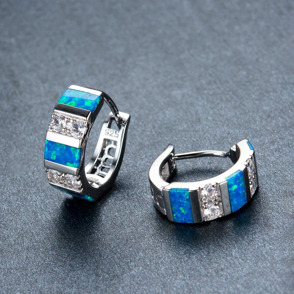 Exquisite Blue Teardrop Shaped Earrings with Exaggerated European and American Personality Diamond Studded Circle Earrings