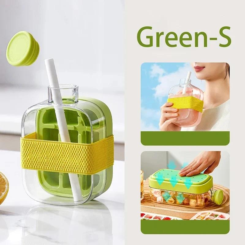 Silikonowa forma do lodu Butelka Jednoklikowy schładzacz Kubek ze słomką Tacka na lód z pokrywką do zamrażarki Kreatywna forma bezdotykowa na lato