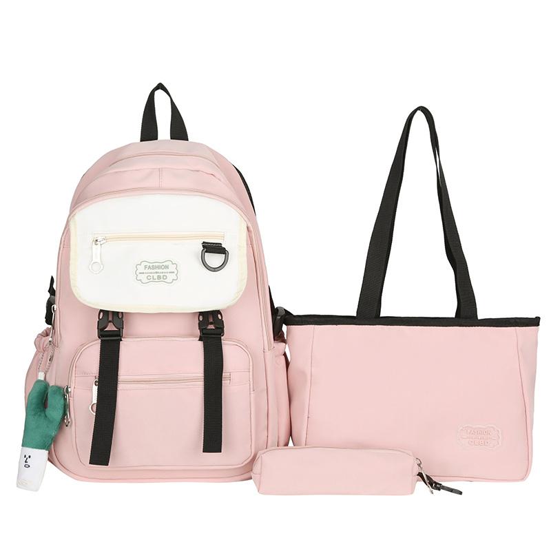 

Комплект из трех рюкзаков, контрастных цветов, большой емкости, школьный рюкзак для студента, женский рюкзак с сумкой для ручки розовый