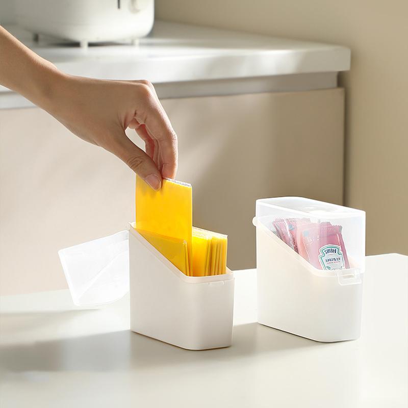 Cheese Slice Storage Box Kitchen Refrigerator Cheese Container with Cover Instant Coffee Tea Bag Ketchup Packet Storage Box