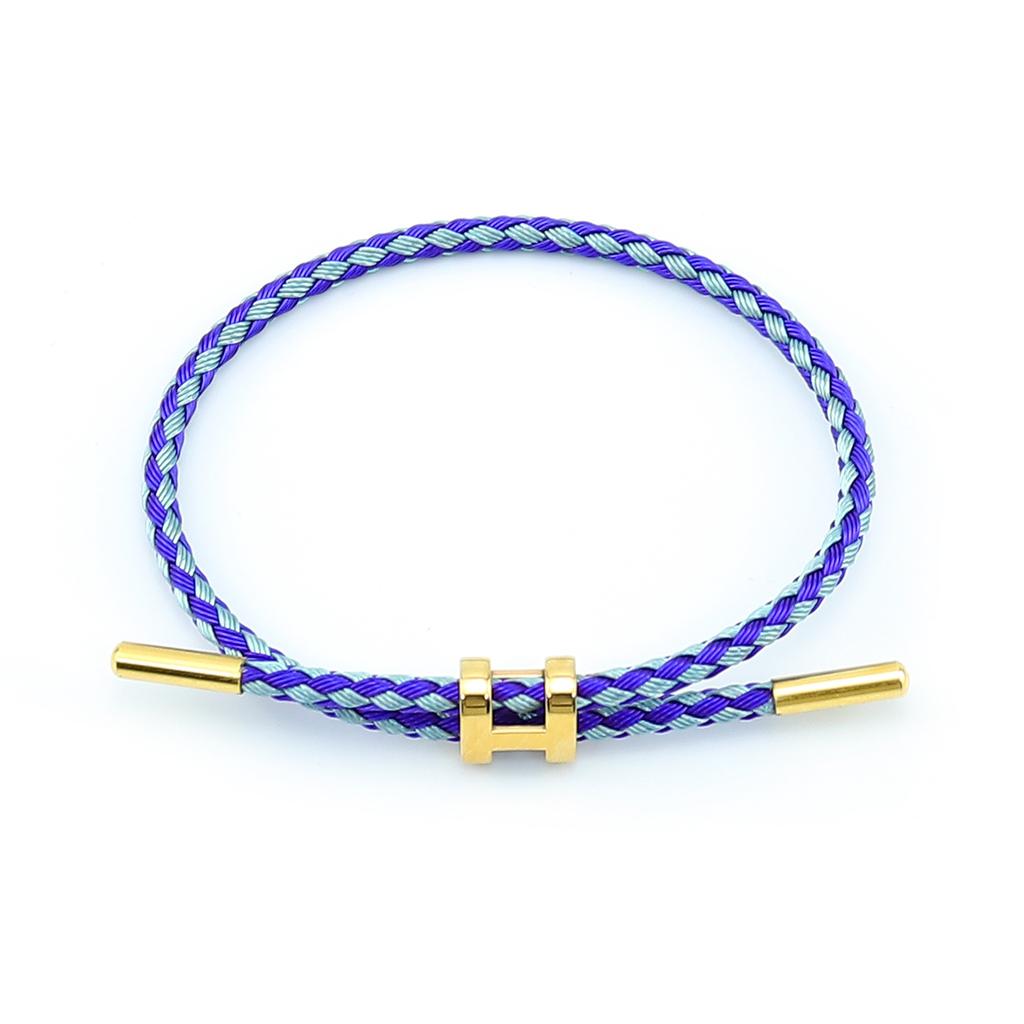 Titanová ocel 3D I-spona Vodotěsný náramek Náramek Nerezová ocel Zlatá barva Rok narození Pletené ocelové lanko Kožená šňůrka Červená šňůrka