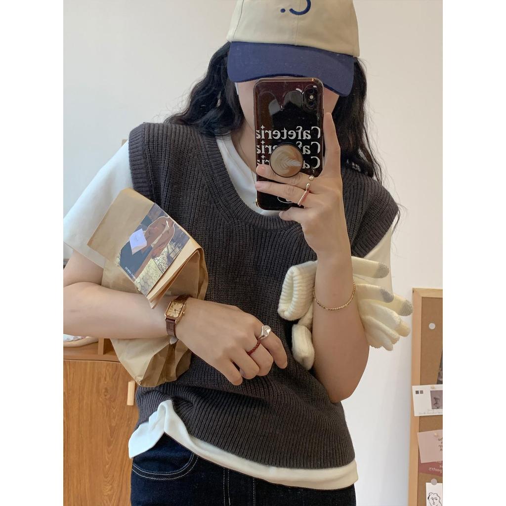 2024 Early Autumn Petite Loose Knit Vest - Versatile Round Neck Tank Top