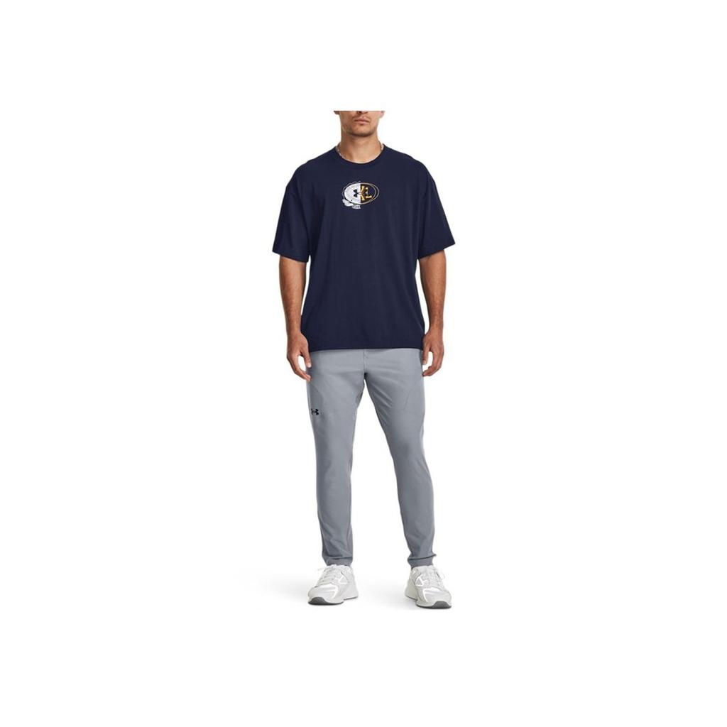 Under Armour Split Logo Print Loose Training T-Shirt Men Tops Dark-Blue 1379557-410