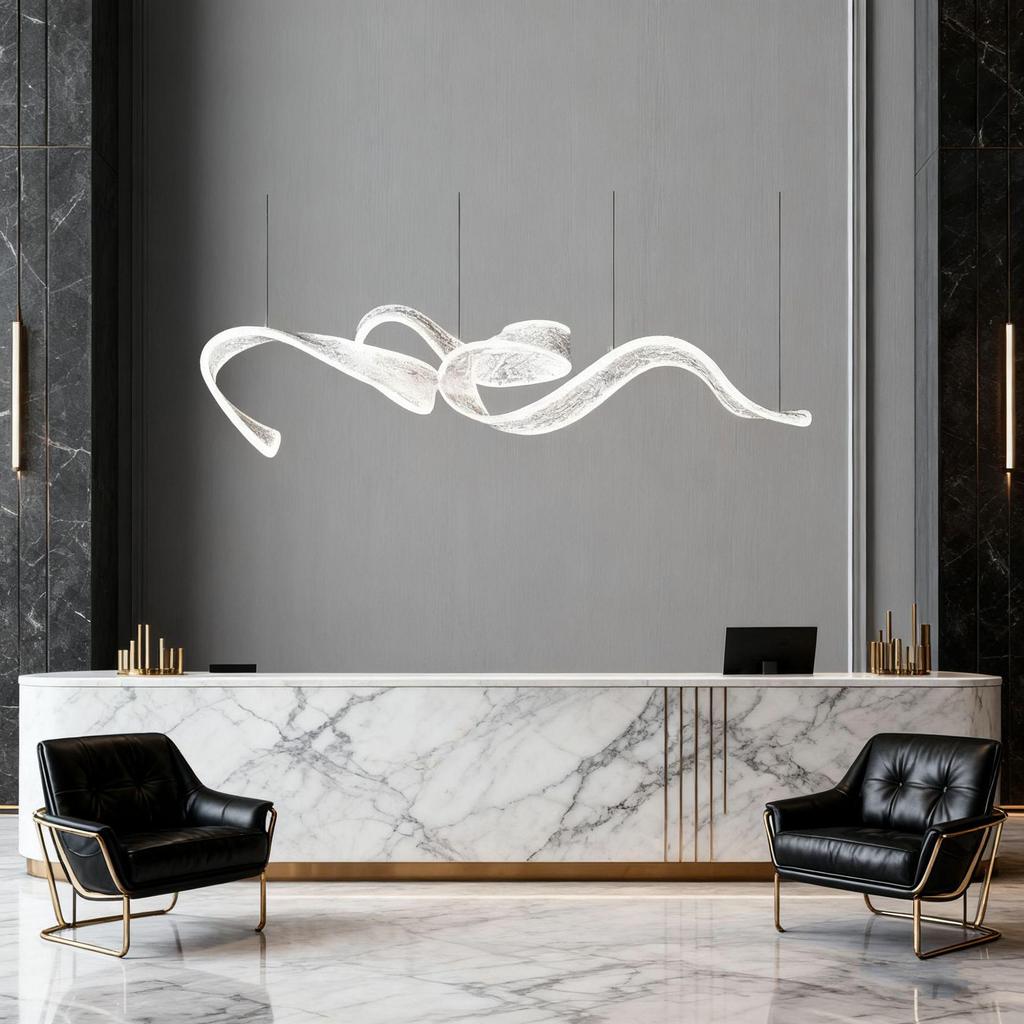 Modern Luxury Ribbon Chandelier: Creative Long Strip Design for Restaurants and Hotel Lobbies