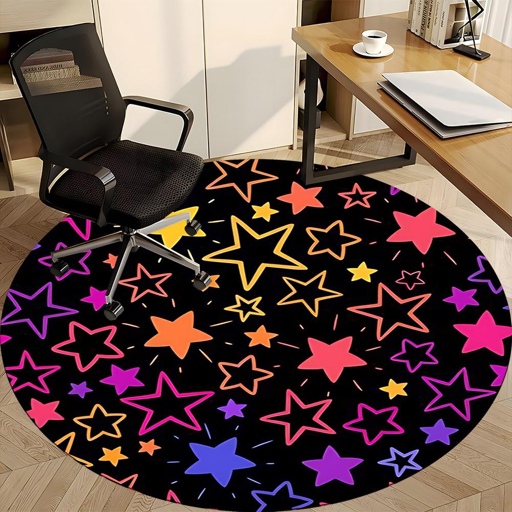 1pc Starry Night Office Round Area Rug, Indoor Mat Suitable ForOffice, Under Office Chairs Bedroom Living Room Home Decor T192