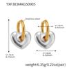 Qiong Yao 18K Gold Plated Stainless Steel Peach Heart Pendant Necklace & Earring Set - Smooth Surface & Elegant Design