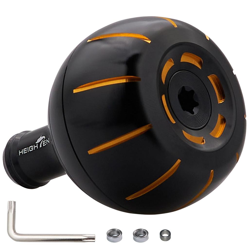 HEIGHTEN 38mm Reel Handle Knob, Compatible with Shimano, Daiwa, Type A, and Type S Gear Series (Gold & Black) (889)