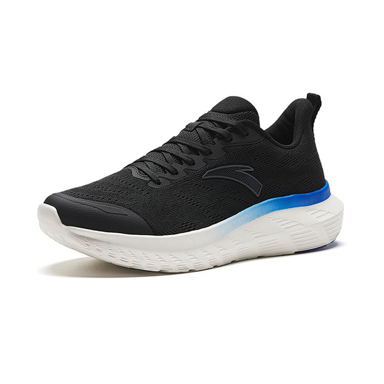 New Anta Light Cloud Anti Slip Wear Resistant Low Top Running Shoes Men's Black White 112345530-2