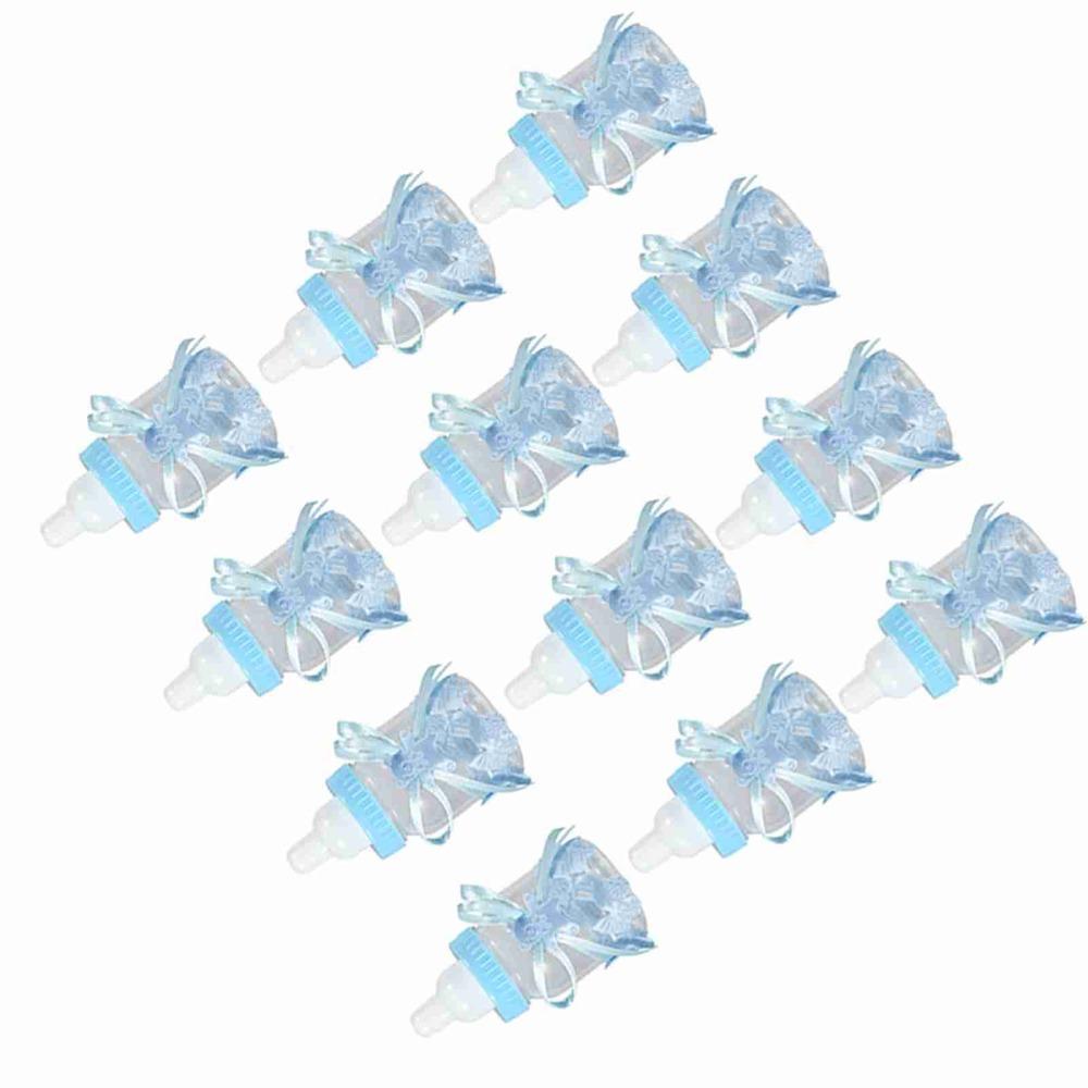 12pcs Plastic Plastic Candy Bottles With Ribbons Milk Bottles  Home Party Decor