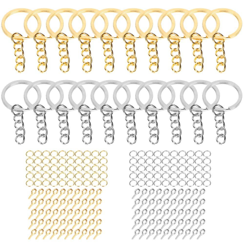220pcs Silver DIY Keychain Rings Circle Keychain Findings Keychain Rings Kit  Keychain Making