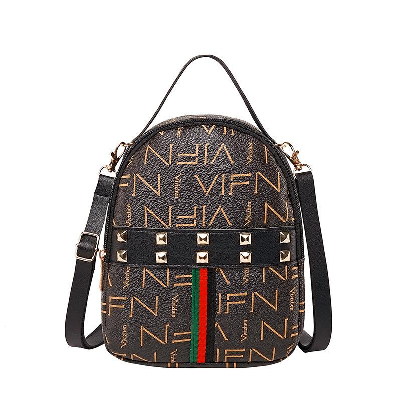 Guangzhou women's bag autumn new product printing fashion rivet bag diagonal span backpack crossbody backpack