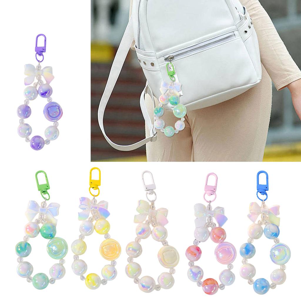 Cute Pig Keychain With Calcium Tablet Distinctive Keychain Pendant Jewelry Stylish Beaded Bowknot Key Rings Adornment