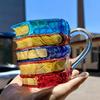 Verkauf Bemalter Buchbecher 11oz Neuheit 3D Bemalte Bücher Kaffeetasse Einzigartig Bunte Harz Bücherstapel Kaffeetasse Sammlung Geschenke