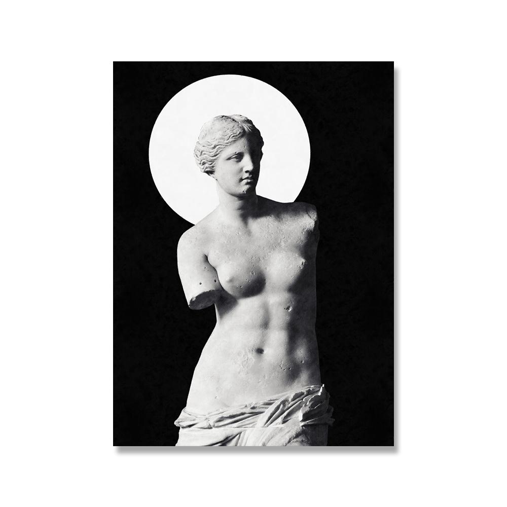 Black and White Marble Sculpture Art Prints Crying David Canvas Classical Painting Wall Posters Picture For Home Decoration