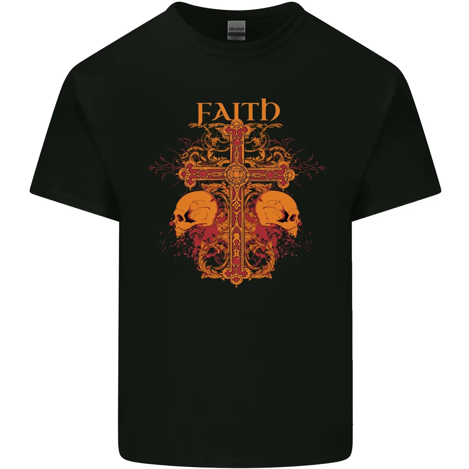 Faith Demonic Skulls Gothic Heavy Metal Kids T-Shirt Childrens 3XL