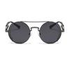 Cyberpunk Round Frame Sunglasses for Men Stainless Steel Hollowed Out Mirror Legs Avant Garde Fashion