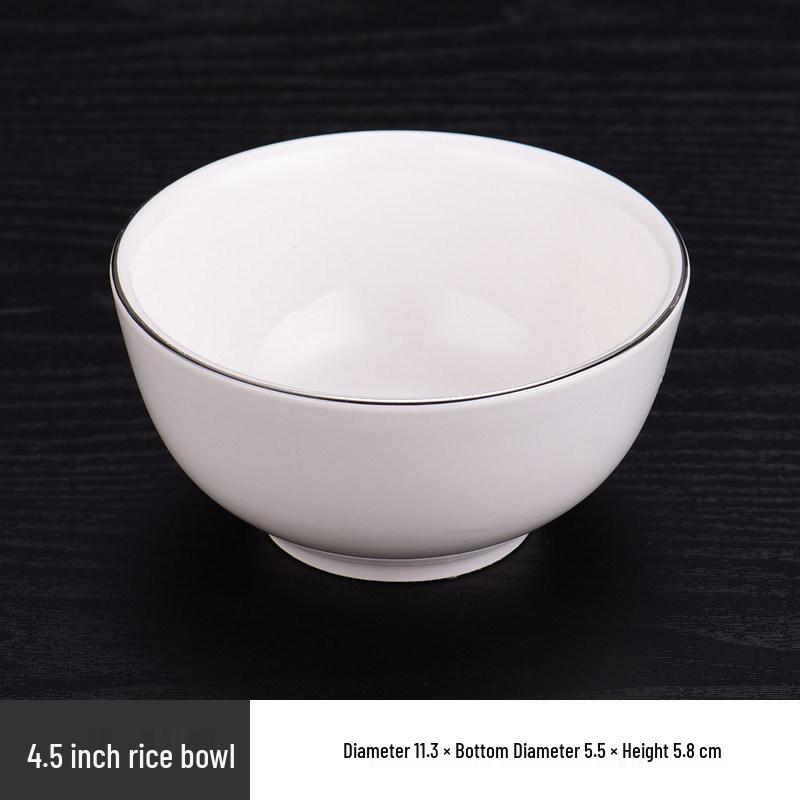 Elegant Ceramic Tableware Set: White with Platinum Rim - Includes Plates, Bowls, and Dishes for Restaurants or Clubhouses, Available in 3 or 4 Pieces