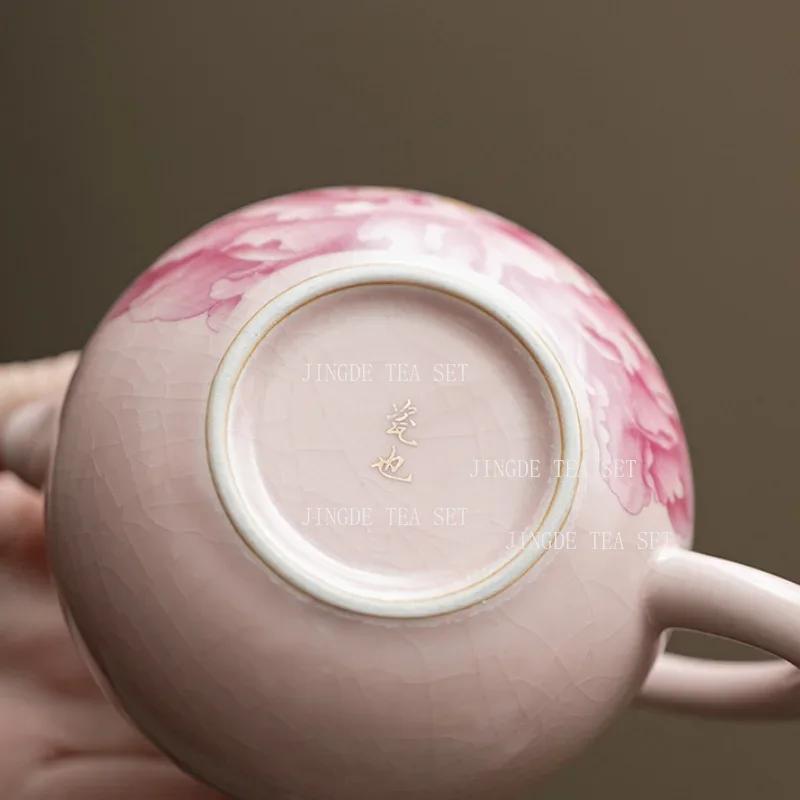 180ml Antique Pink Peony Teapot Ceramic Xishi Teapot Kaikai Ru Kiln Tea Pot Kung Fu Tea Set Accessories Underglaze Color