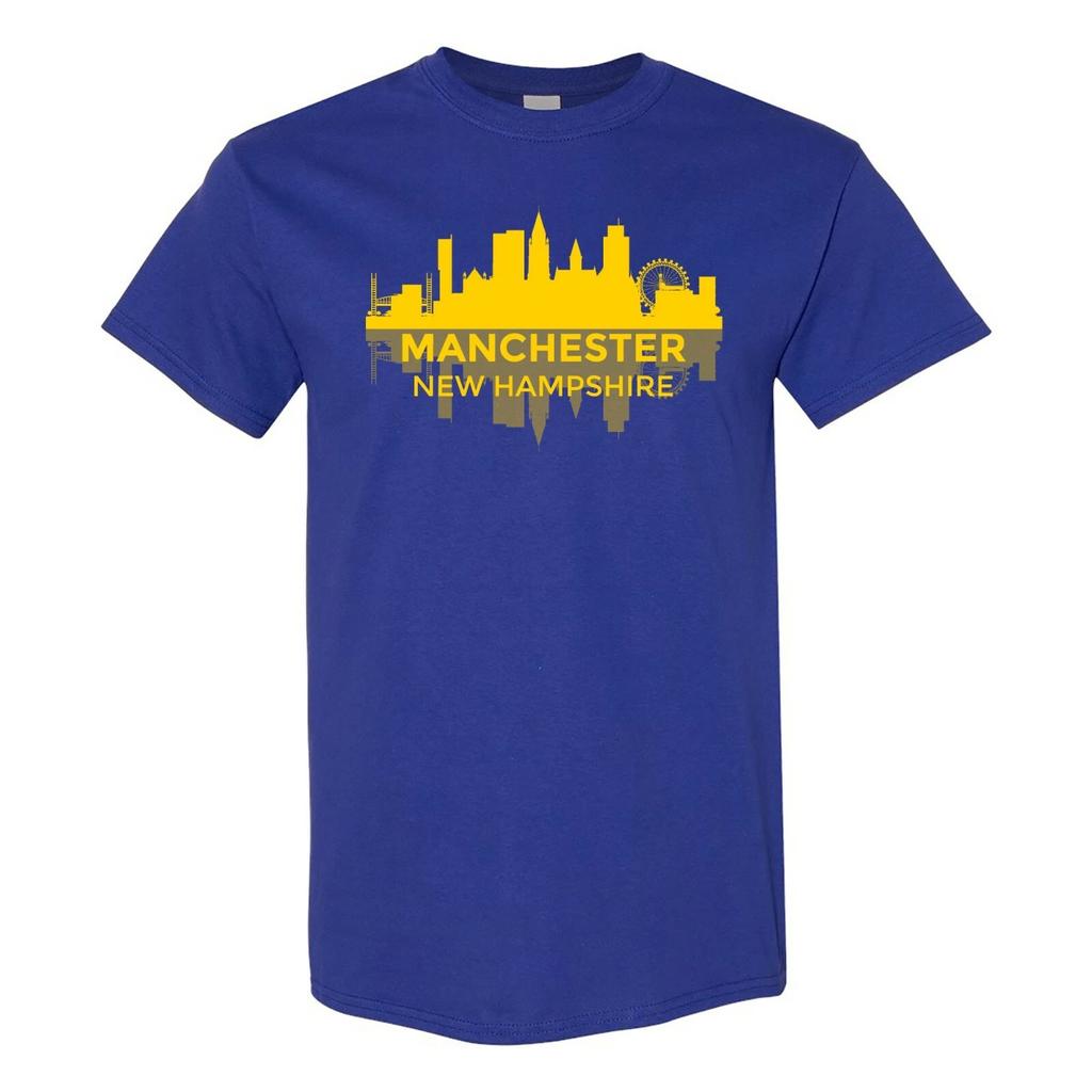 Manchester New Hampshire Skyline - State City Hometown Pride T Shirt - Cobalt