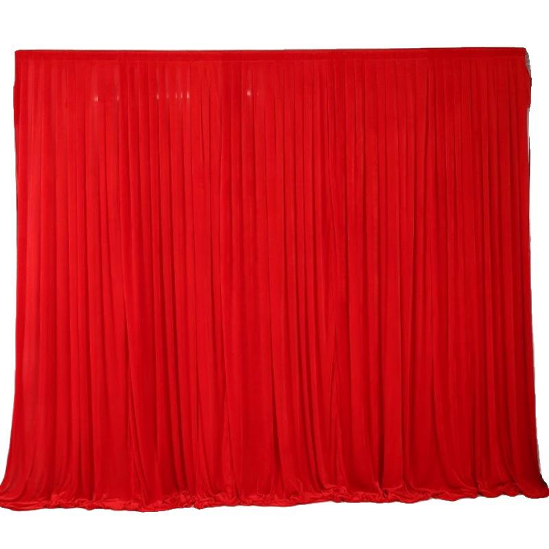Gold and Black Velvet Wedding Backdrop with Red Gauze Drapes