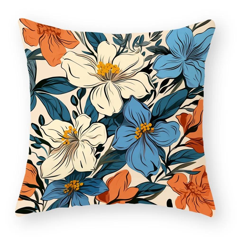 Office Sofa Car Cushion Cover Plant Flower Cat Pattern Luxury Home Decor Pillow Cover