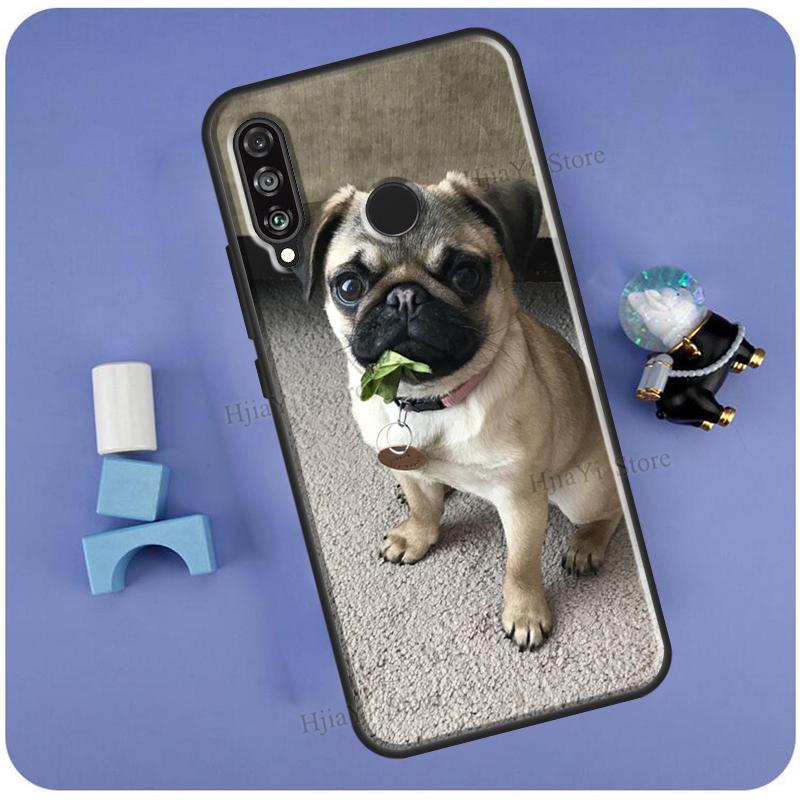 Cute Pug Dog Case For Huawei P50 Pro P20 P30 P40 Mate 20 Lite P Smart 2019 Nova 5T Honor 50 Lite 9X 8X