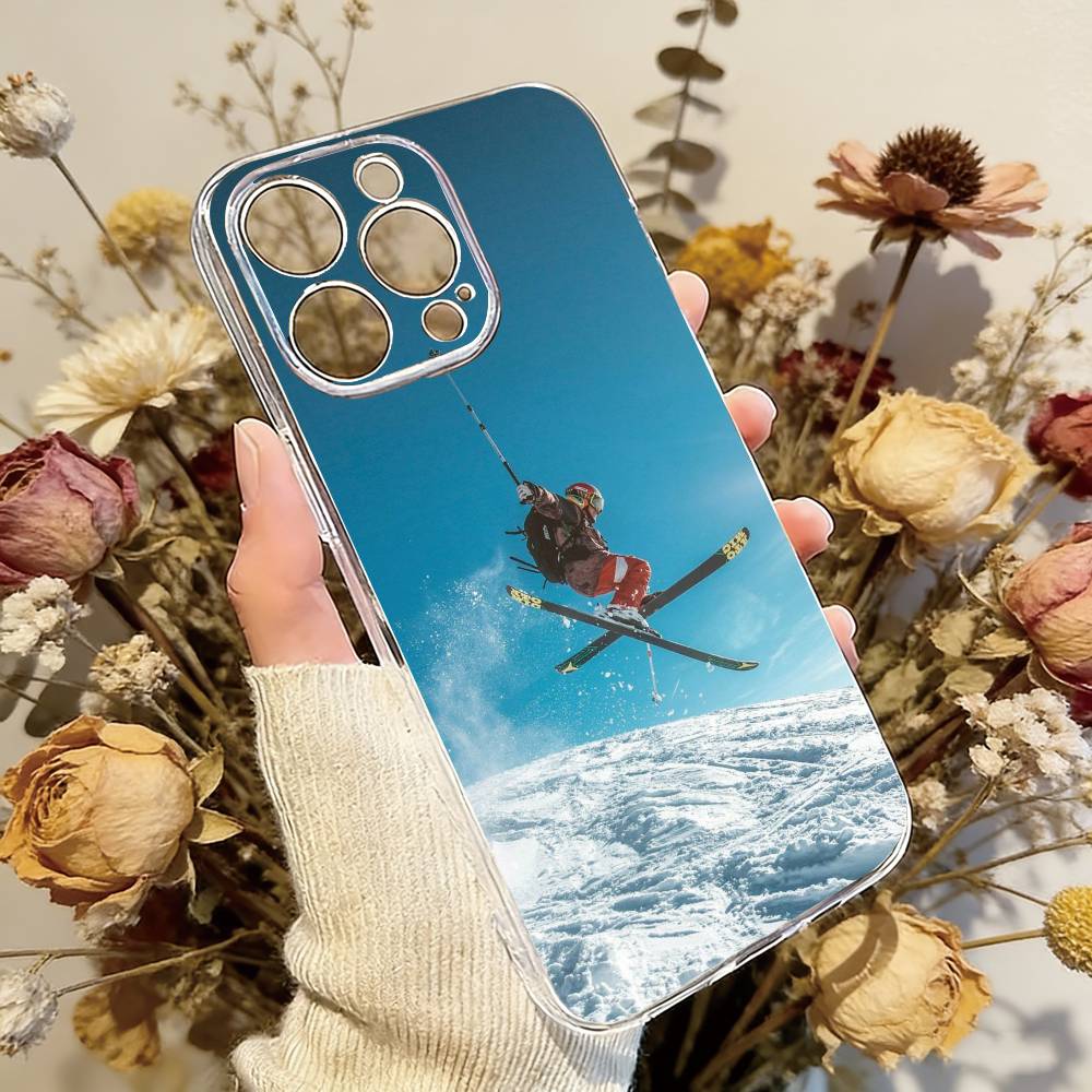 

Sport Snowboarding Phone Case For iPhone 17 16 15 14 13 12 11 Mini Pro Max Plus Transparent Cover iPhone16