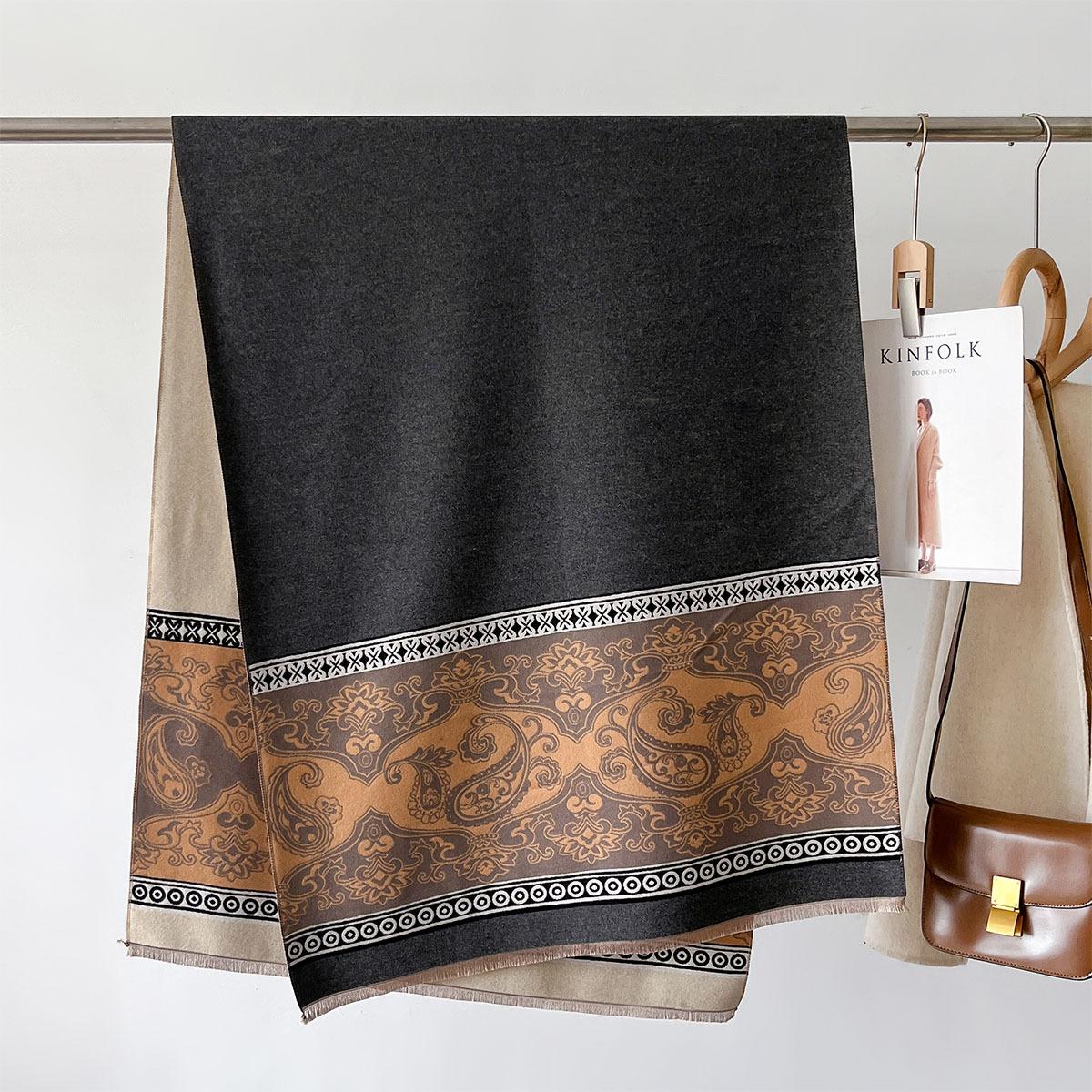 

Пончо Двусторонний Шарф из Имитации Кашемира Зимний Толстый Теплый Шаль Женский Шарф с Принтом Пейсли Одеяло Буфанда Роскошная Накидка 66X186cm