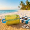 Large Capacity Mesh Cosmetic Bag Zipper Closure Toiletry Bag Dopamine Beach Clutch  Travel