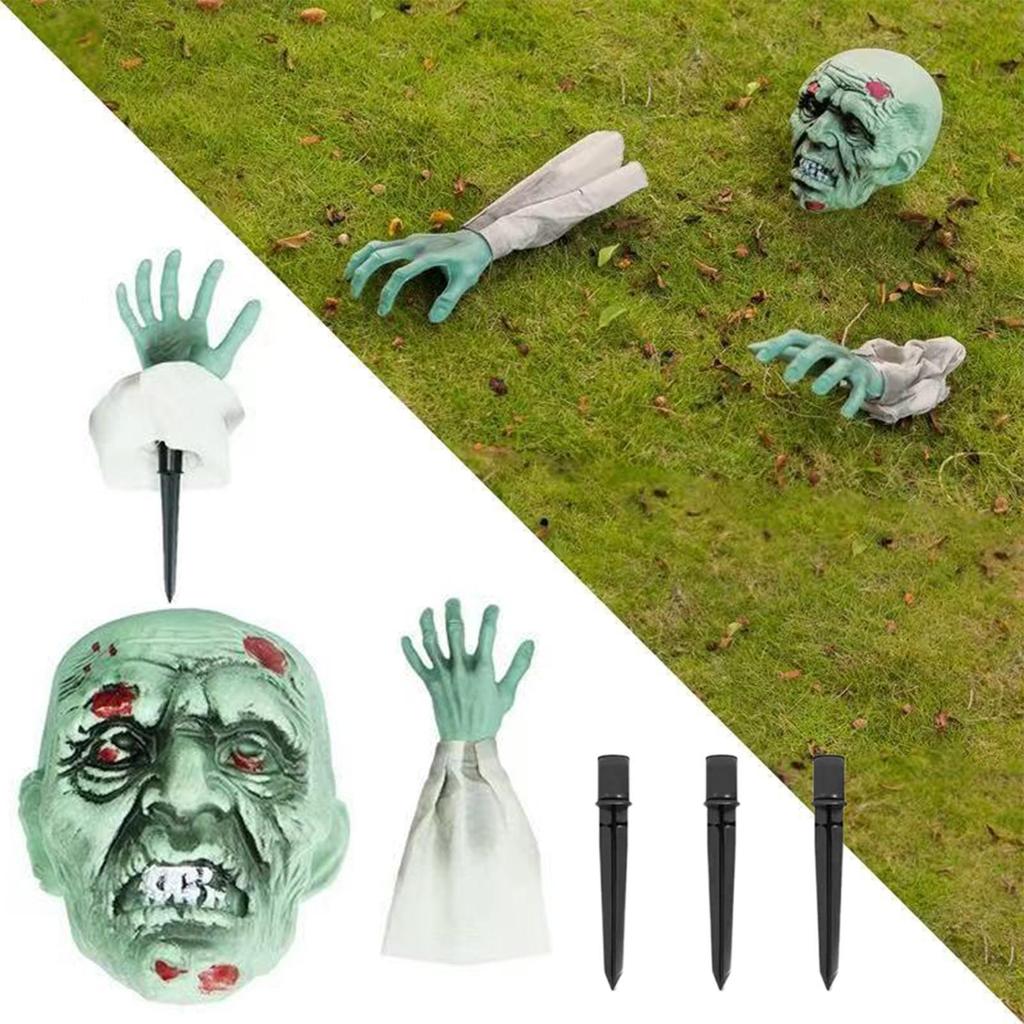 Skeleton Coming Out Of Ground Ground Breaker Skeleton 3 Pieces Realistic Skull For Pathway Lawn Garden Front Door Yard Fence