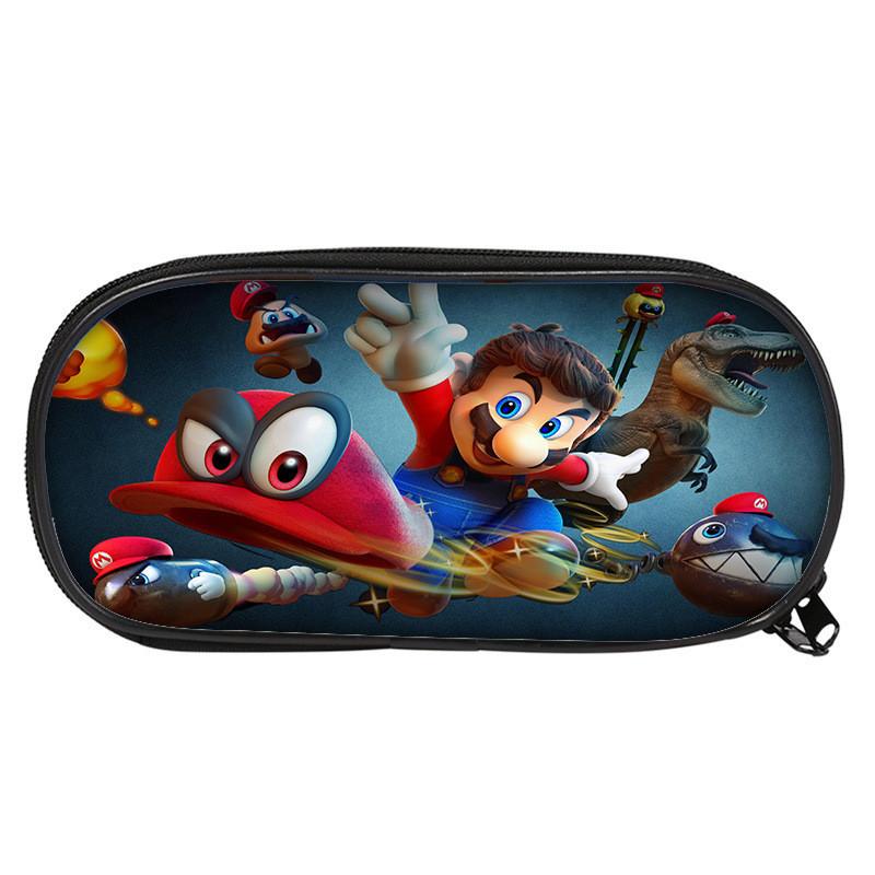 Super Mario Bros Pencil Case For Students Nylon Storage Bag Large Capacity Organizer