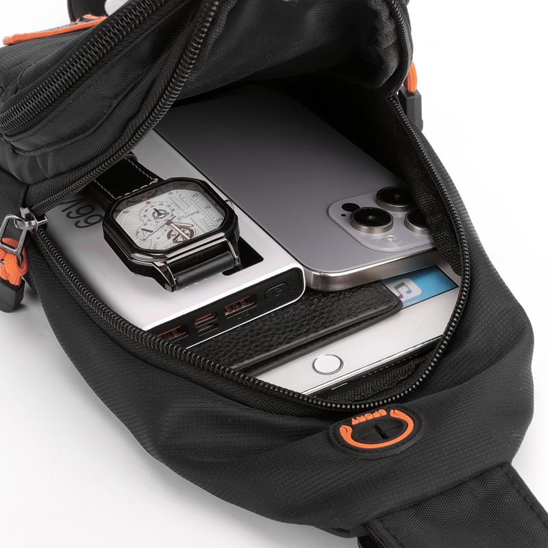 Men Fashion Chest Waist Bag Casual Outdoor Travel Nylon Sling Bag Chest Bag Phone Bag