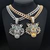Hip Hop Big 3D Tiger Pendant Necklace Crystal Cuban Chain HipHop Iced Out Bling Necklaces Men Women Fashion Charm Jewelry