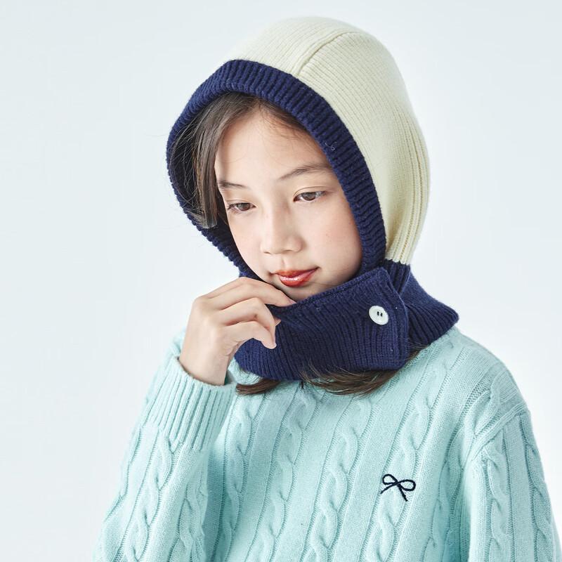 Kechu 2025 Girls  Knitted Hat with Integrated Neck Warmer Large
