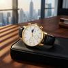 Men's Analog Quartz Watches Minimalist Three-Hand Watch Leather Strap Classic Business Watch for Fathers Husbands Gifts