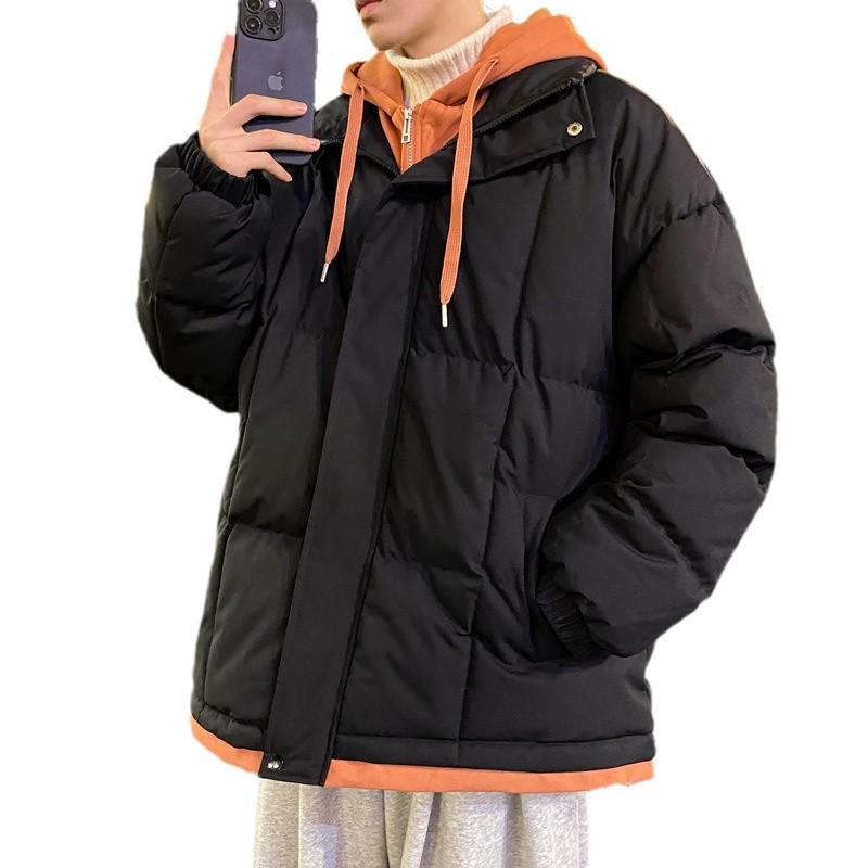 Men's Cotton-padded Coat, Men's Fake Two-piece Thickened Autumn and Winter New Warm Couple's Cotton-padded Jacket Trend