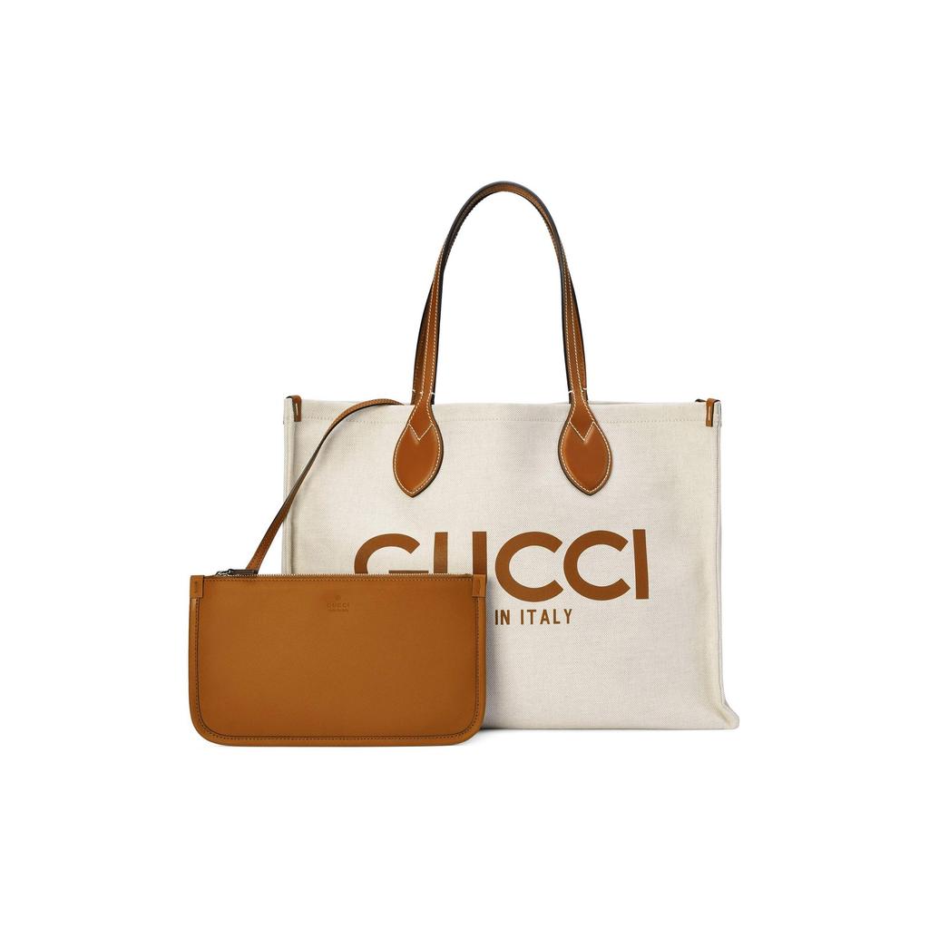 Gucci Cotton Linen Blend Canvas Bag, Tote Bag, Shopping Bag, Handbag Women's Beige 772176-FACUL-8451