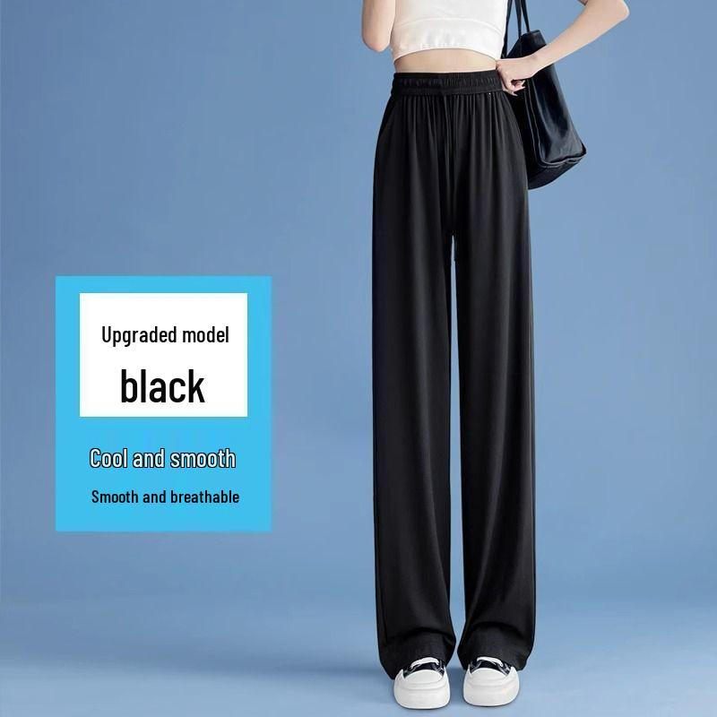 Women's Summer 2025 Ice Silk Pants: Loose-Fit, Narrow & Wide-Leg, Casual Straight-Leg Suit Pants