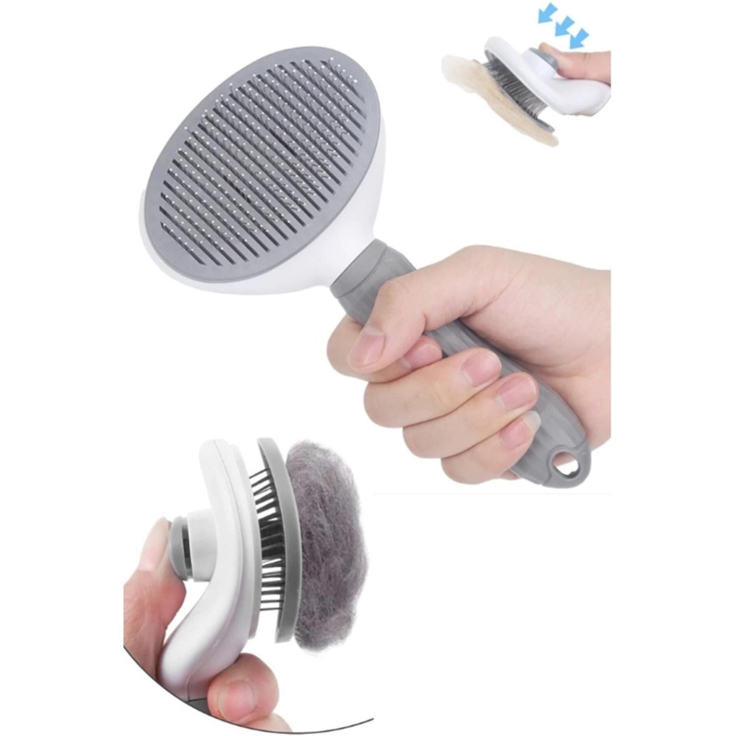 

Автоматическая чистящая щетка для домашних животных с кнопками Собиратель шерсти для кошек и собак Расческа Серая