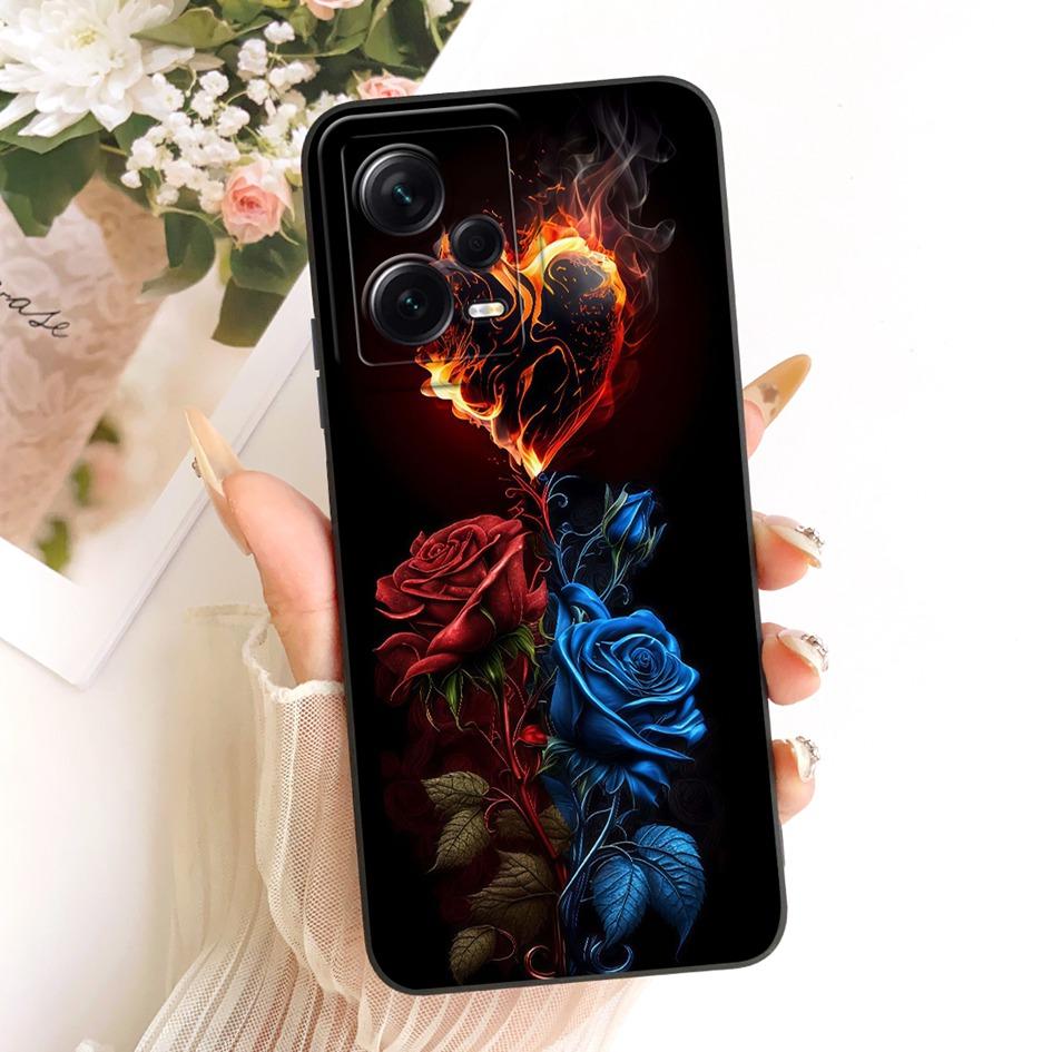 For Xiaomi Redmi Note 12 Pro Plus Case Popular Flower Soft Liquid Silicone Shockproof Cover For Redmi Note 12 Pro Note12 5G Case