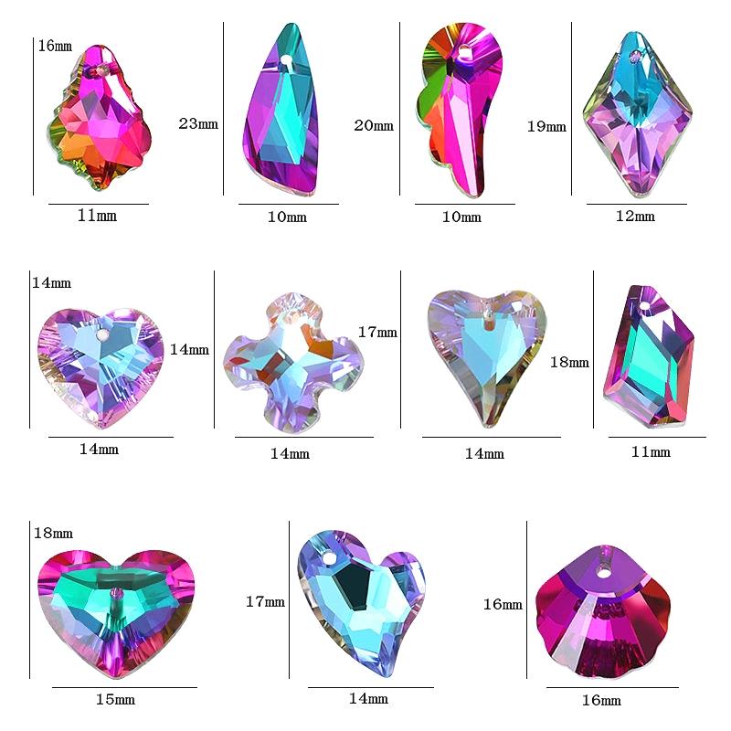 12Pcs Austria Crystal Pendant Loose Rhinestone Beads Charms Glass Jewelry Gems Stones for DIY Necklace Jewelry Making 11Styles